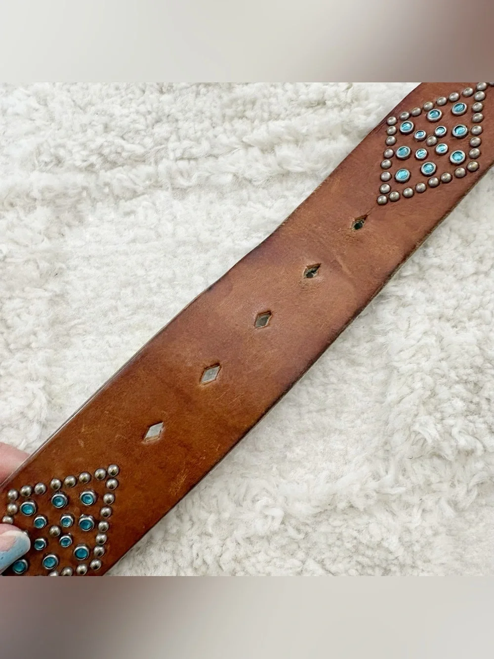 Vintage Y2K Abercrombie & Fitch Leather Studded Belt Small
